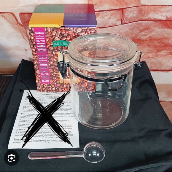 Dunkin Donuts Other - Dunkin Donuts Vintage 1996 Glass Coffee Bean Canister With Scoop! Holds 1 lb